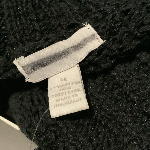 Charter Club Black Cotton V-Neck Knit Sweater Size M (G12) - Picture 4 of 5